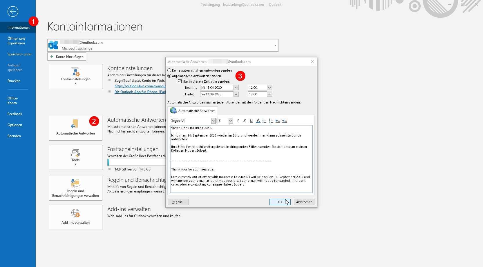 Abwesenheitsnotiz Outlook Vorlage