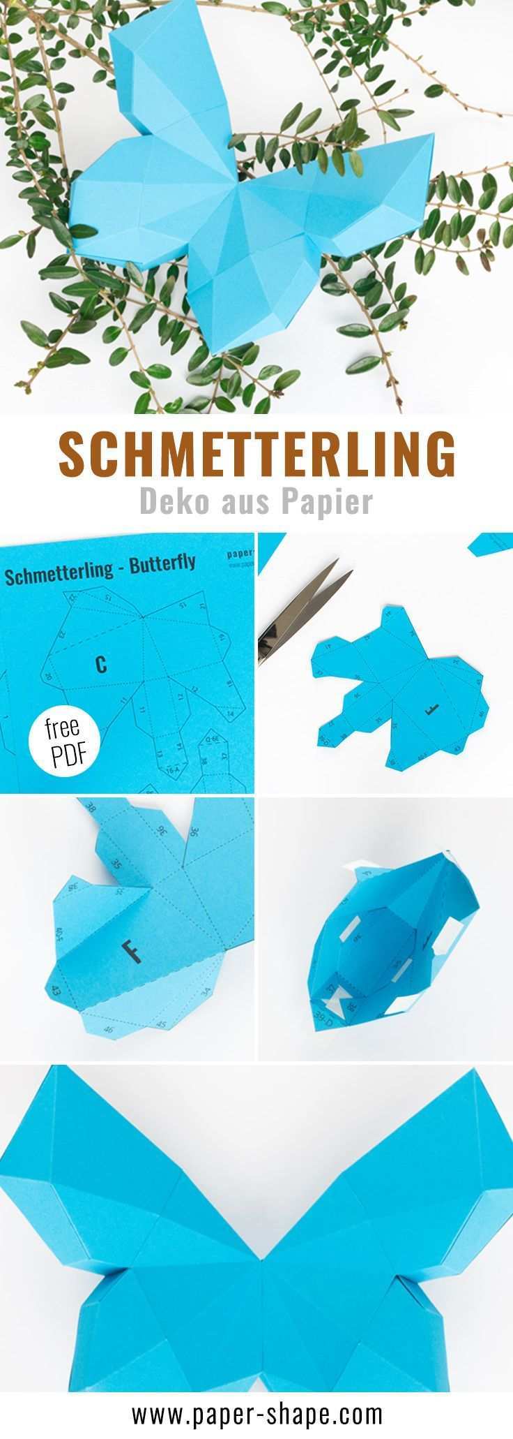 3d Schmetterling Basteln Als Wanddeko Mit Vorlage Handmade Paper Crafts Quilled Paper Art Paper Butterfly
