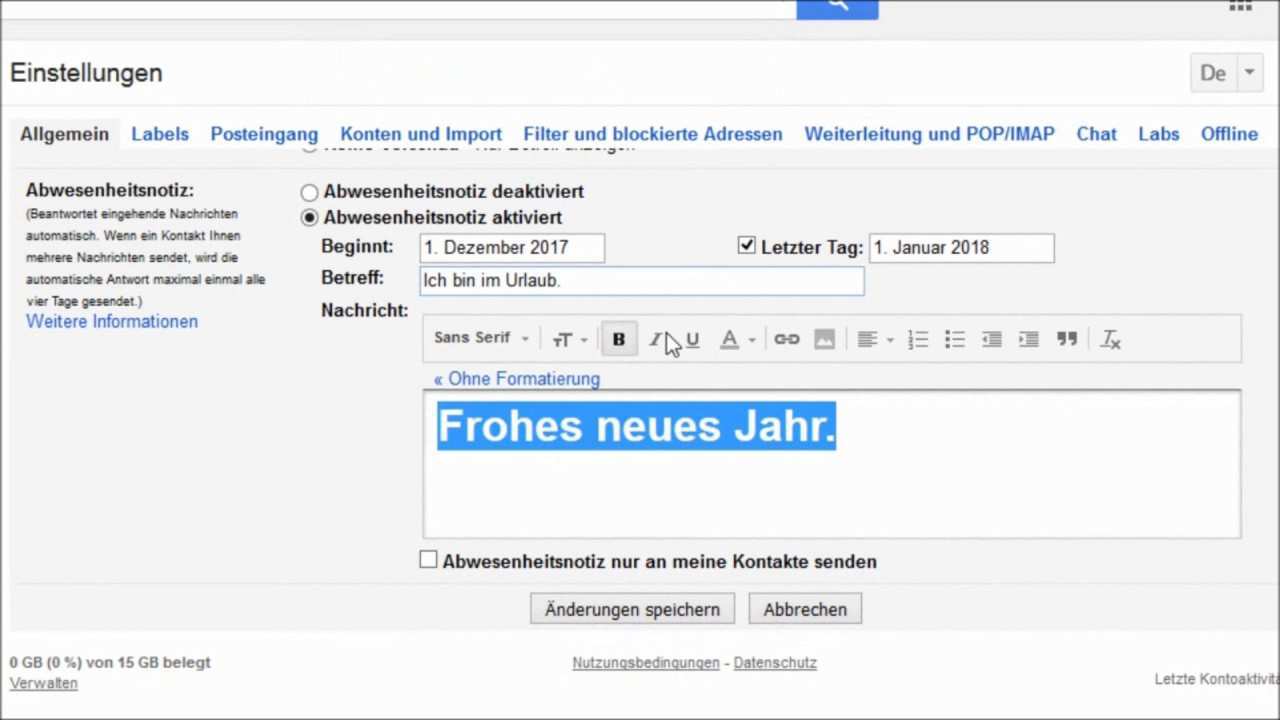 Gmail Automatische E Mail Antwort Youtube