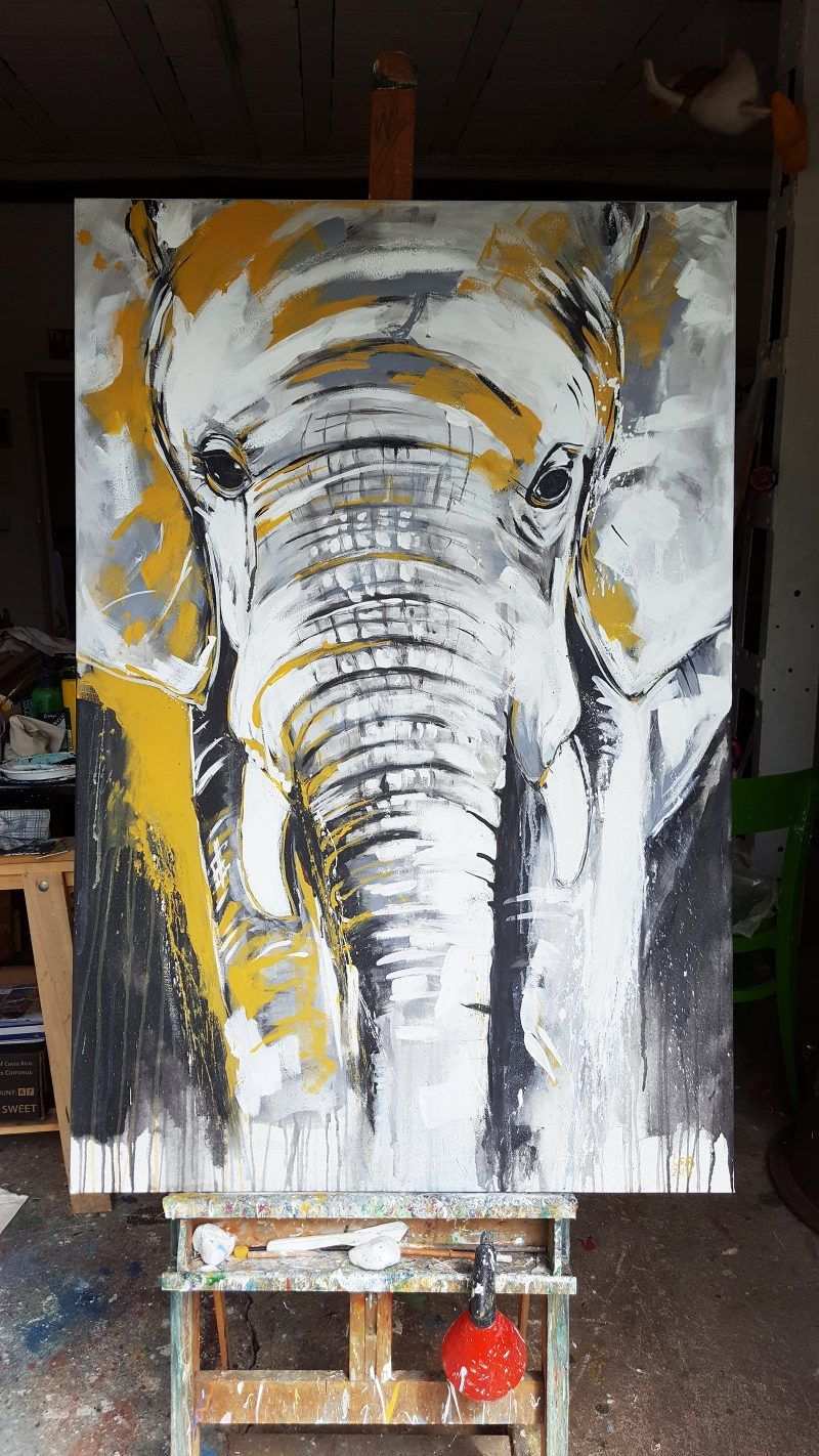 Kunstdruck Elefant Exklusive Wandbilder Afrika Kunst Aus Dem Atelier Von Stefanie Rogge Abstrakte Malerei Leinwandmalerei Elefant Gemalde
