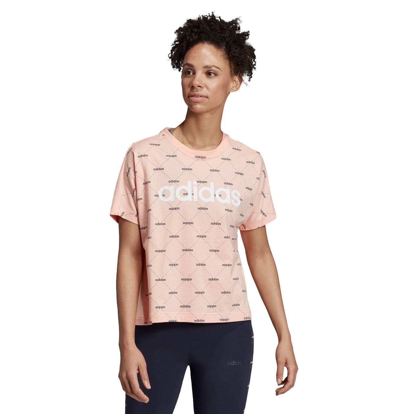 T Shirt Linear Graphic Rauten Muster Logo Print Fur Damen Baumwolle Shirts T Shirt