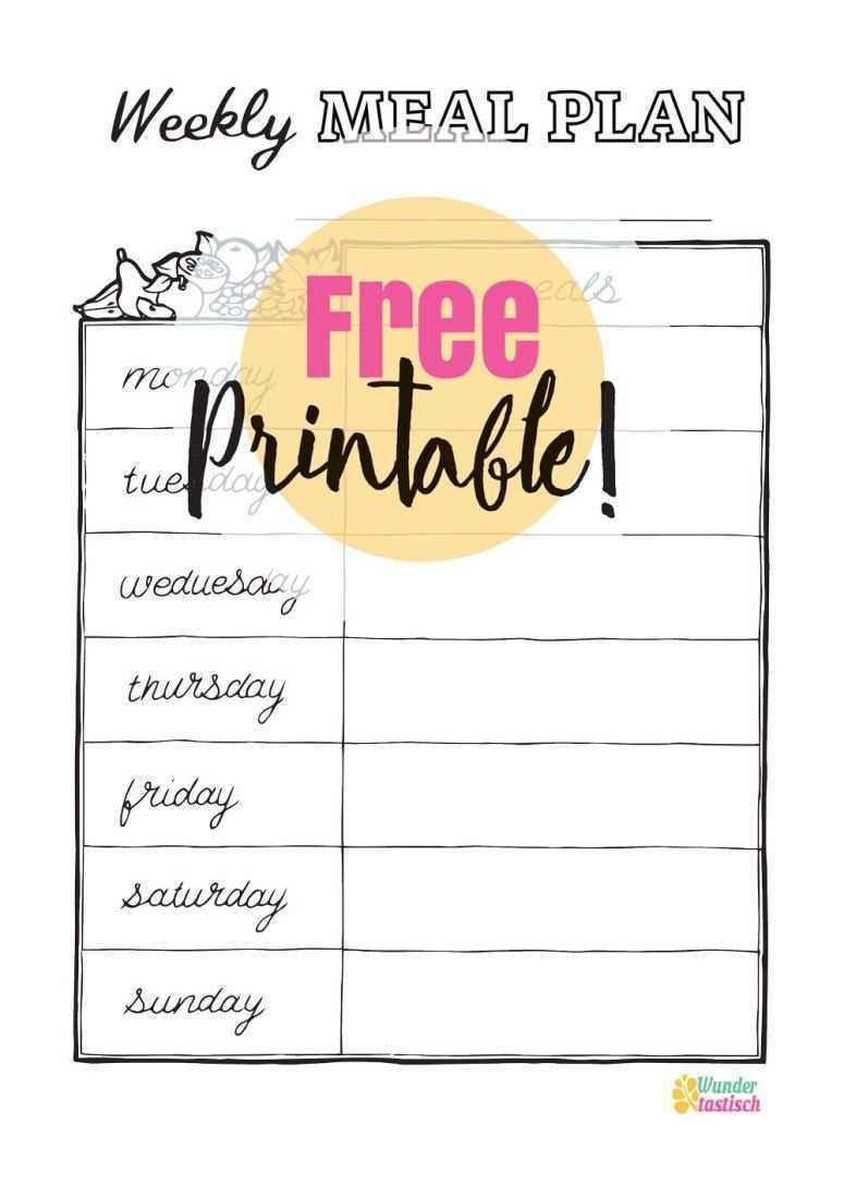Free Weekly Meal Planner Printable For Your Bujo Wundertastisch Meal Planner Printable Weekly Meal Planner Printable Weekly Meal Planner