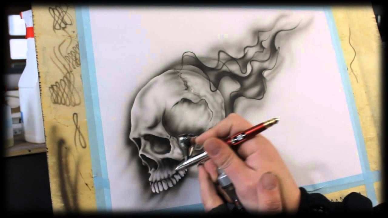 Airbrush Anleitung Fur Anfanger How To Airbrush For Beginners Skull Air Brush Painting Airbrush Designs Airbrush Art