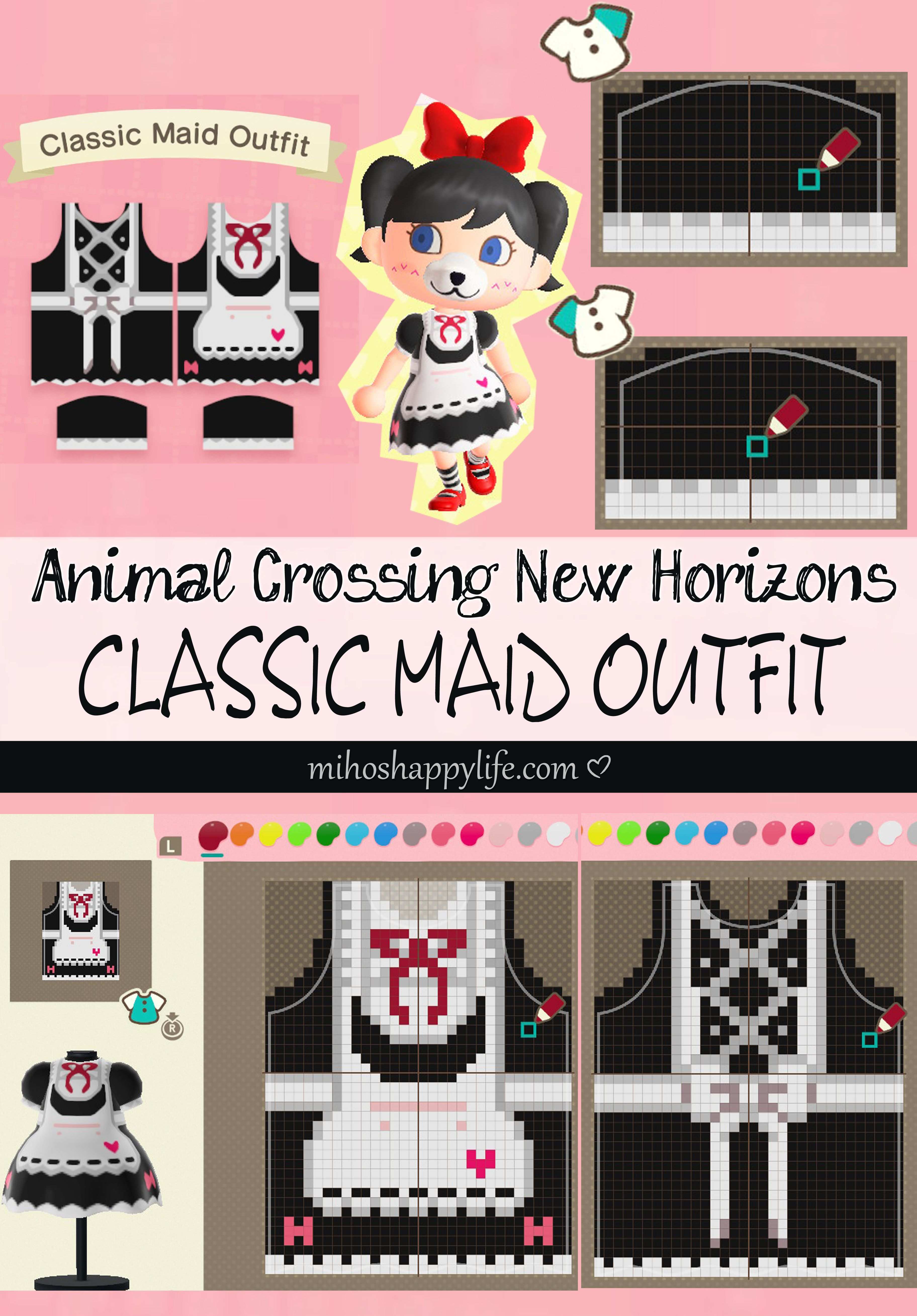 Animal Crossing New Horizons Template Design Classic Maid Outfit Animal Crossing New Animal Crossing Animal Crossing Qr