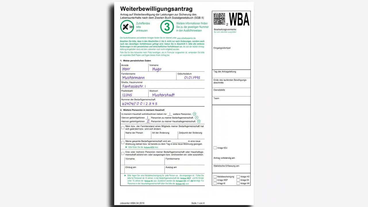 Weiterbewilligungsantrag Wba Ausfullen Jobcenter Rhein Neckar Kreis Youtube