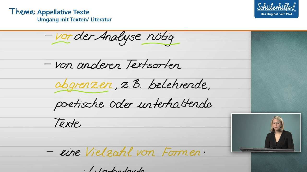 Appellative Texte Umgang Mit Texten Medien Deutsch Schulerhilfe Lernvideo Youtube