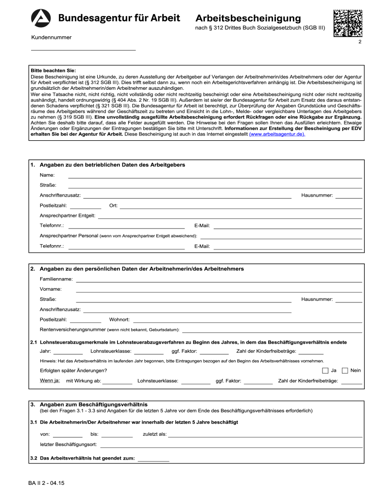 Arbeitsbescheinigung Pdf Fill Out And Sign Printable Pdf Template Signnow