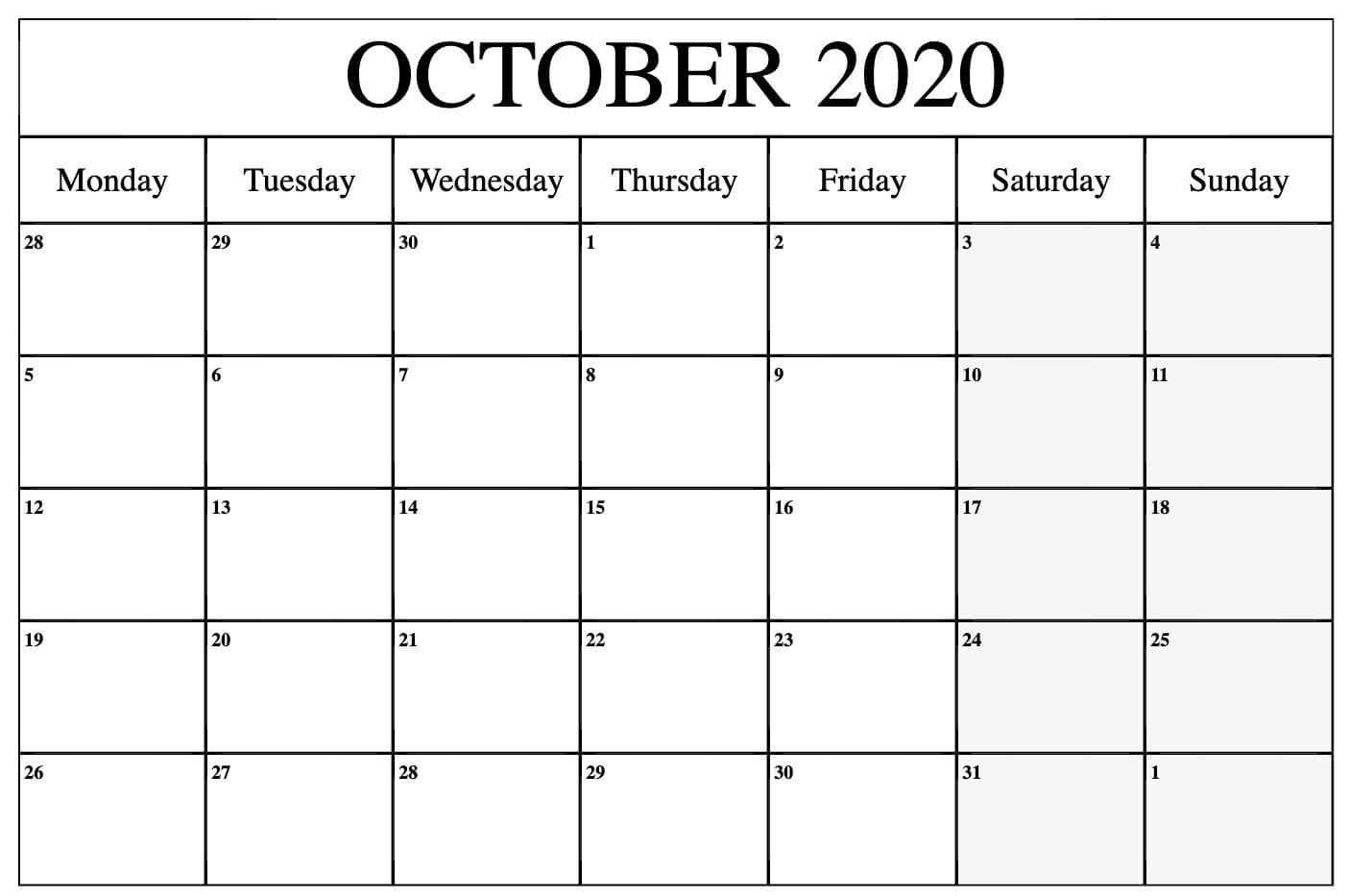 Pin On 2020 Monthly Calendar Template