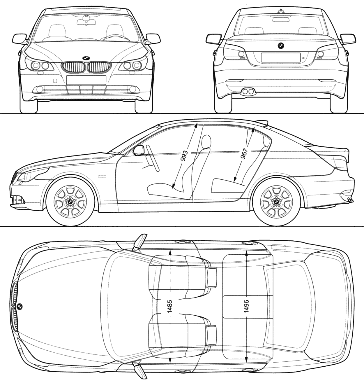 Bmw 5 Sedan Car Drawings Blueprints Car Design Sketch