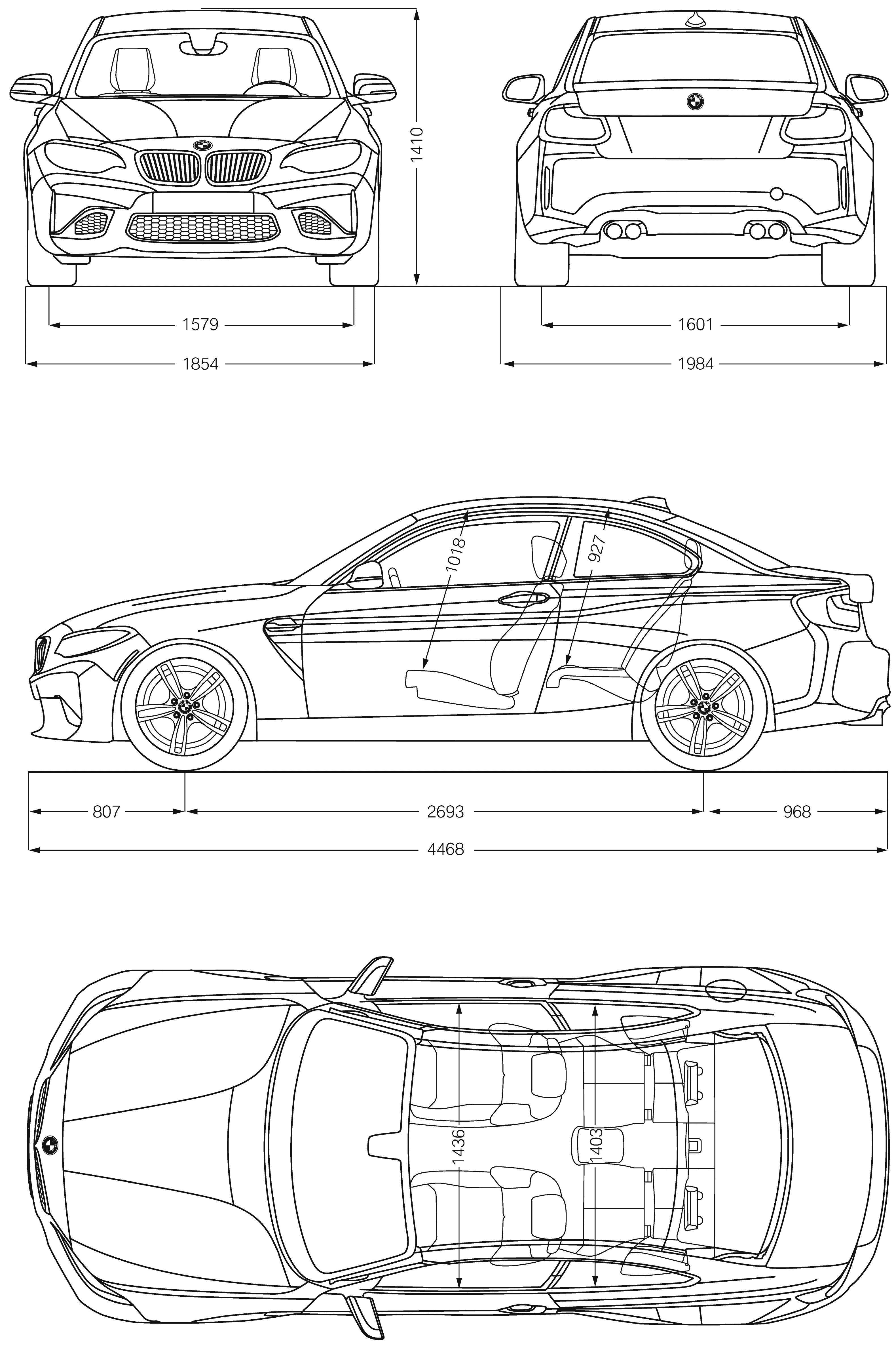 Bmw M2 Blueprint Blueprint Bmw Car Drawings Bmw M2 Car Design Sketch