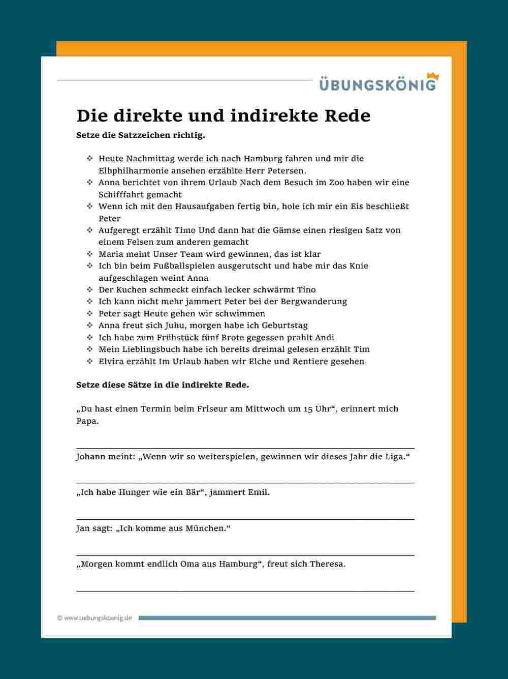 Direkte Und Indirekte Rede In 2020 Indirekte Rede Deutsch Unterricht Realschule