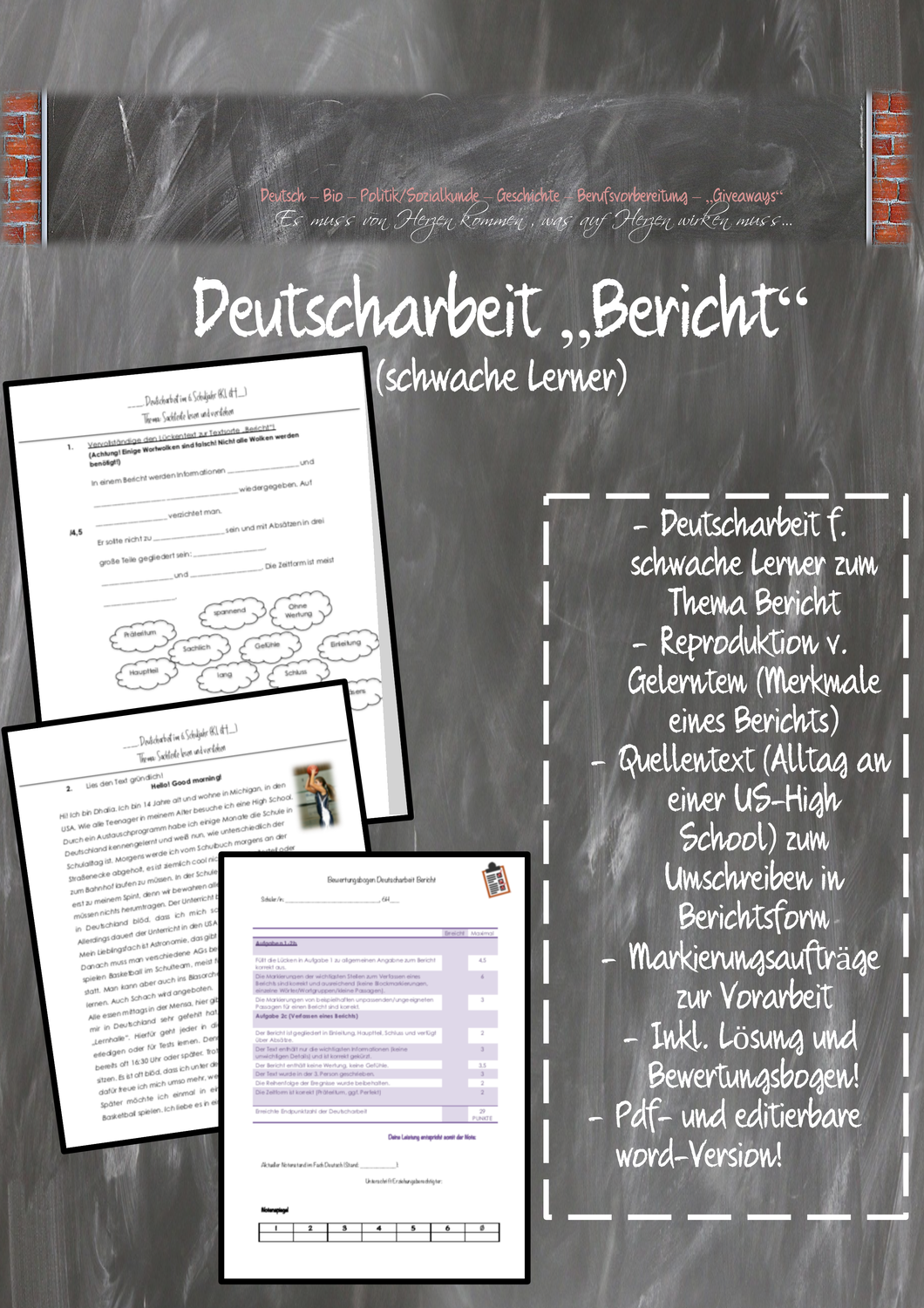 Deutscharbeit Arbeit Lernen Deutsch Unterricht