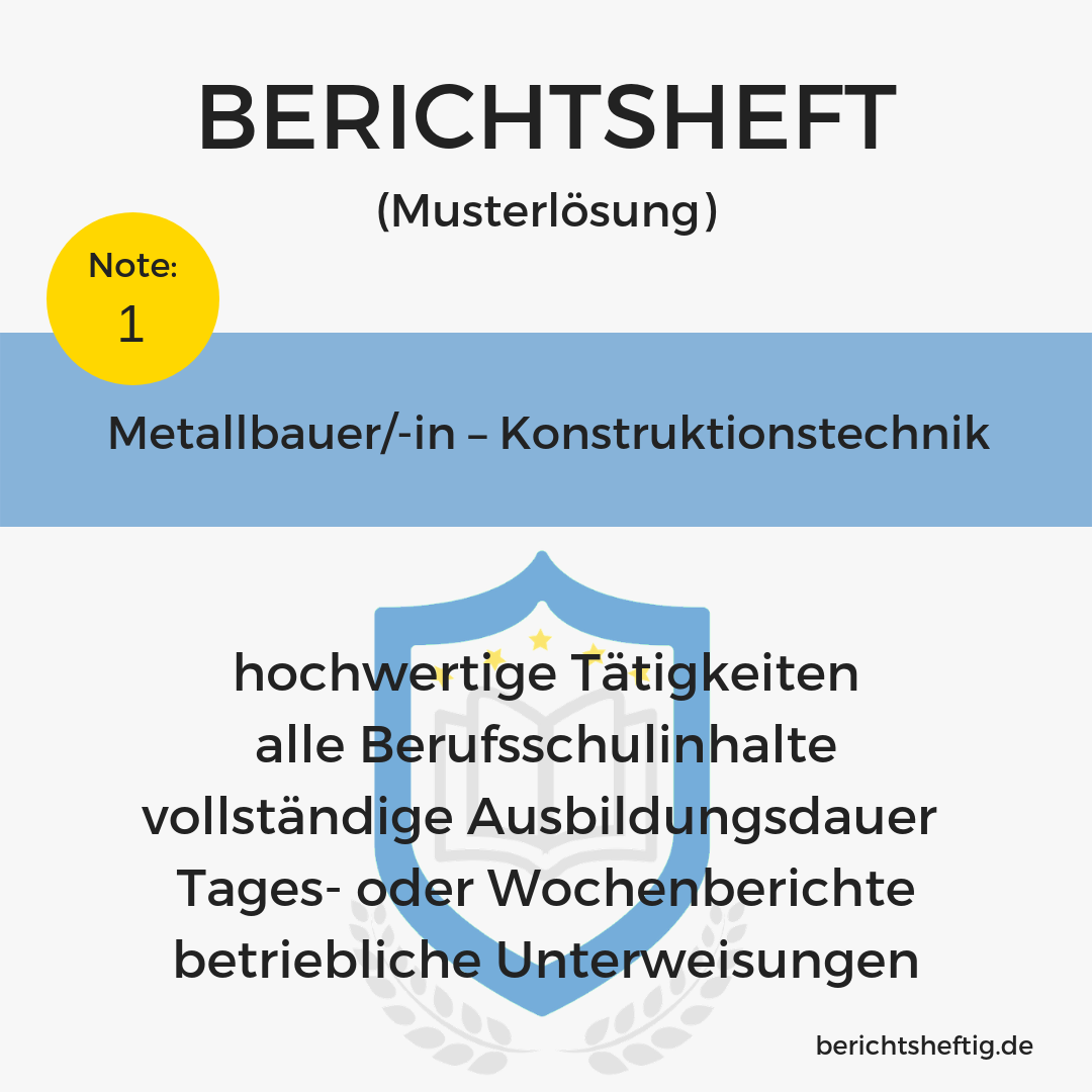 Metallbauer In Konstruktionstechnik Fertiges Berichtsheft Download