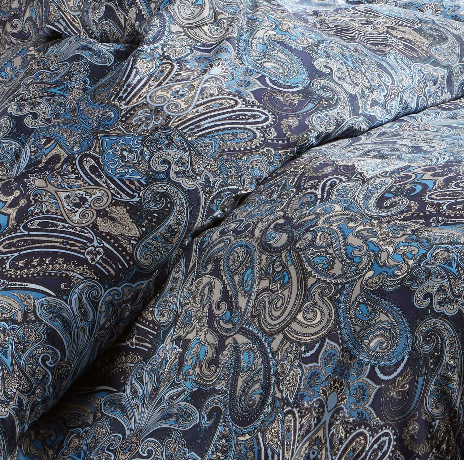 Mako Satin Bettwasche Paisley Orientalisch Blau Von Bettwaesche Mit Stil
