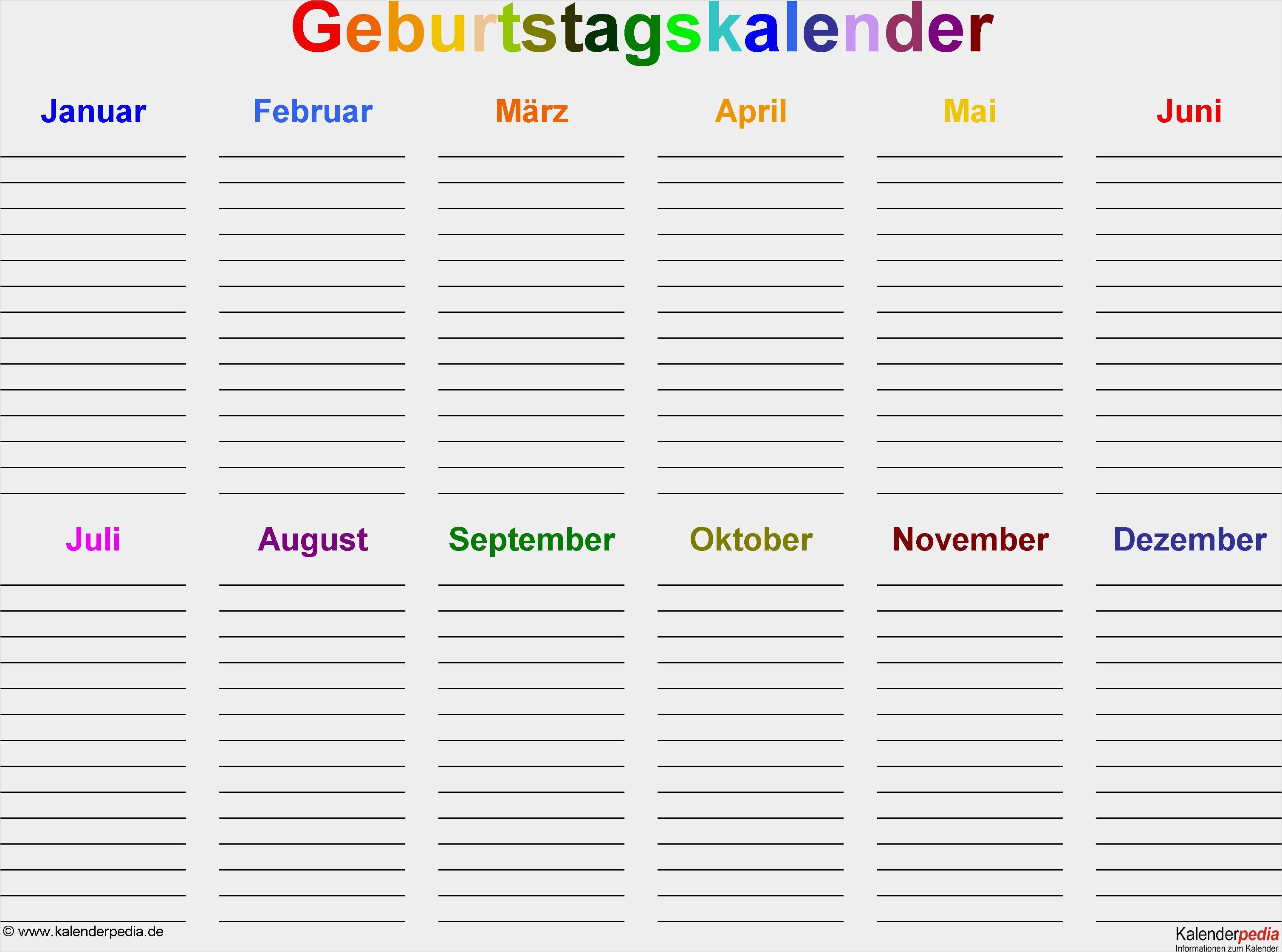 40 Genial Excel Monatskalender Vorlage Bilder Geburtstagskalender Familien Geburtstagskalender Kalender