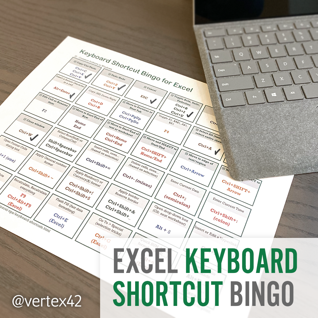 Excel Keyboard Shortcut Bingo Keyboard Shortcuts Keyboard Spreadsheet