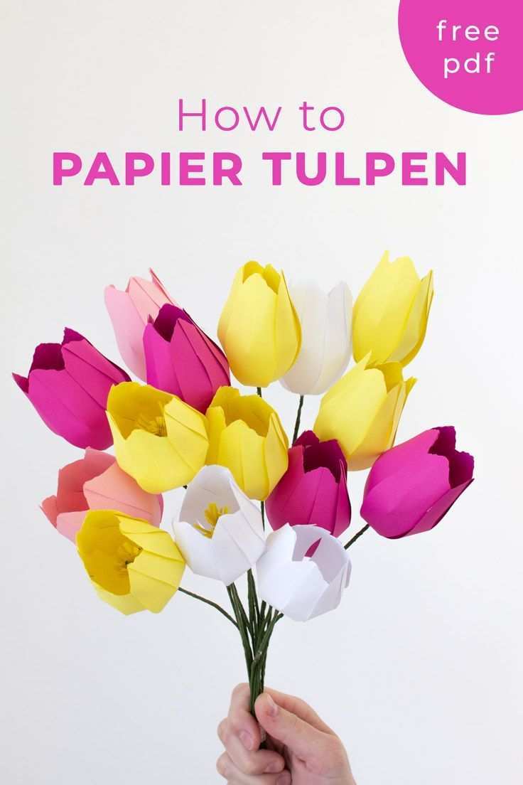 Papier Blumen Basteln Einfache Tulpen Mit Vorlage Blumen Basteln Aus Papier Blumen Basteln Papierblumen Basteln