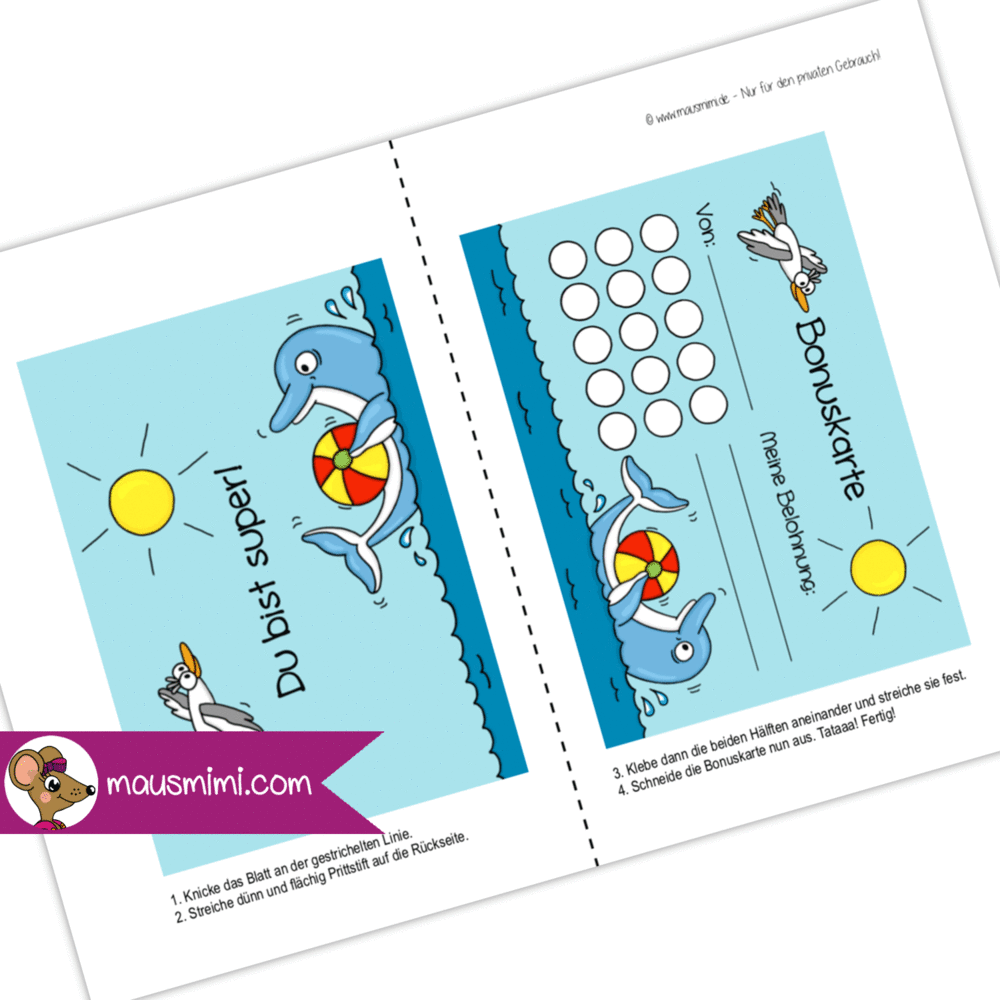 Printable Din A6 Bonuskarte Delfin Delphinkinder Motivieren Bonuskartenstempel Kinder Belohnen Belohnungs Bonuskarte Kinder Belohnen Belohnungssystem Kinder