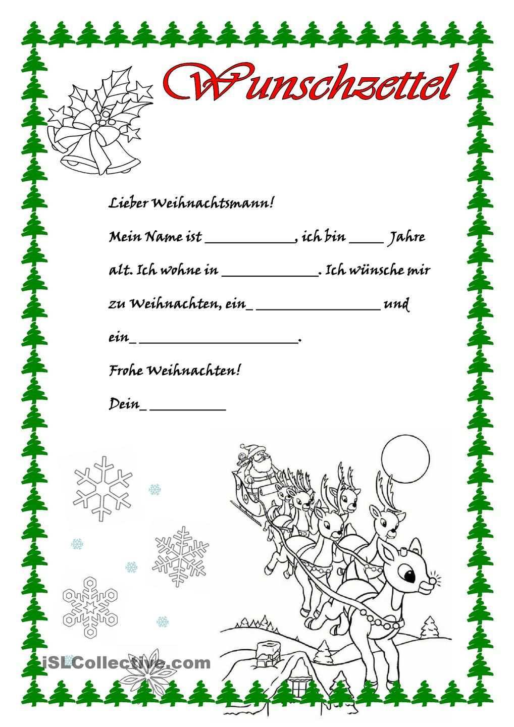 Wunschzettel Wunschzettel Brief Vom Weihnachtsmann Brief An Weihnachtsmann