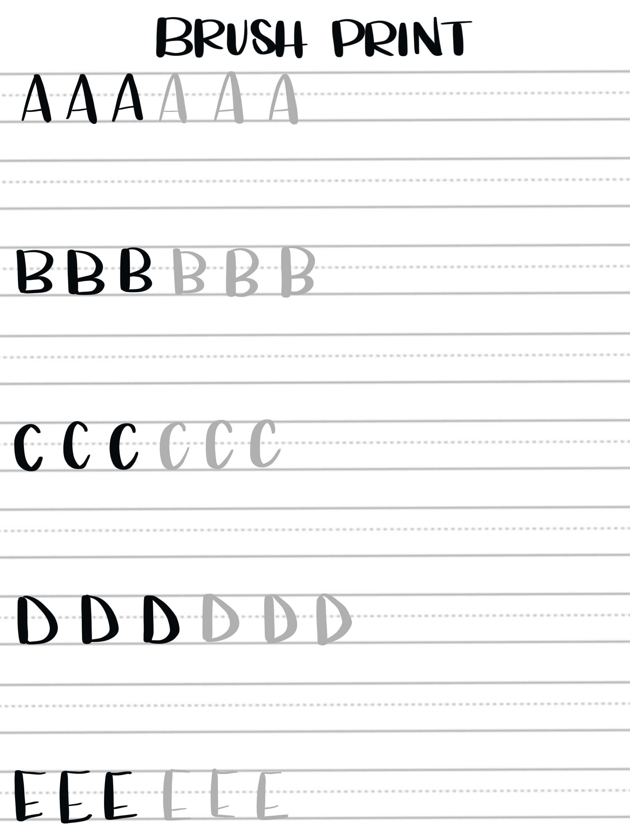 Free Brush Lettering Practice Pages Uppercase Print Alphabet Amy Latta Creations Brush Lettering Practice Brush Lettering Hand Lettering Worksheet