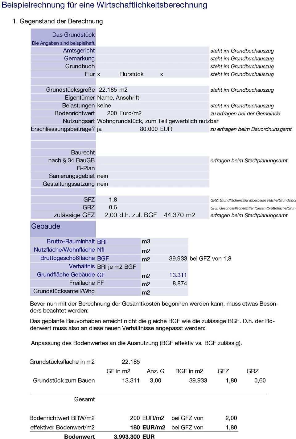 Wirtschaftlichkeitsberechnung Am Beispiel Fh Gelande Regensburg Pdf Kostenfreier Download