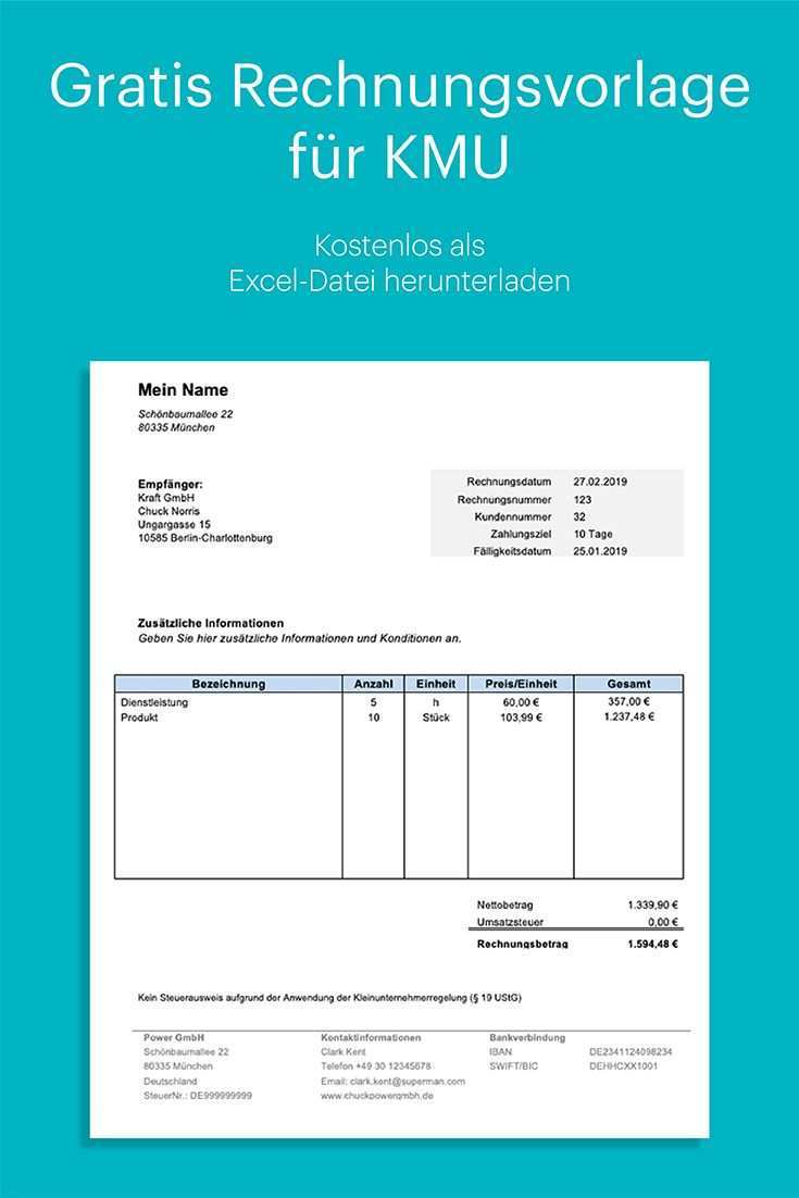 Kleinunternehmer Rechnung Kostenlose Vorlage In Excel Mit Anleitung Rechnung Vorlage Rechnungsvorlage Rechnungen Schreiben