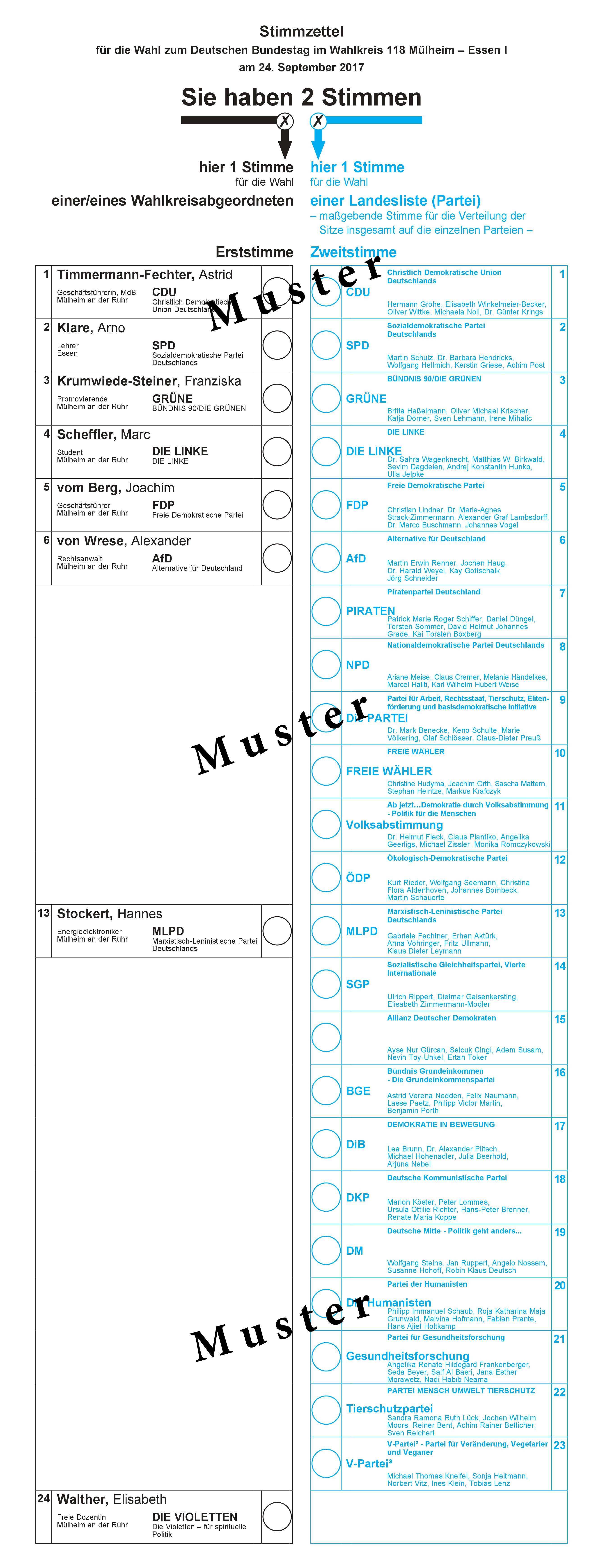 Datei Stimmzettel Bundestagswahl 2017 Wahlkreis 118 Jpg Wikipedia
