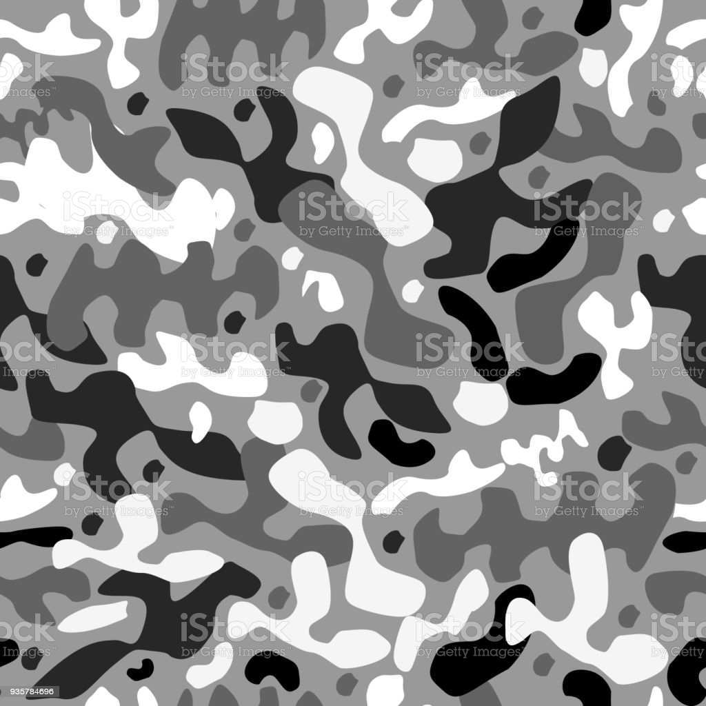Nahtlose Camouflagemuster In Den Farben Schwarz Weiss Und Grau Stock Vektor Art Und Mehr Bilder Von Abstrakt Istock