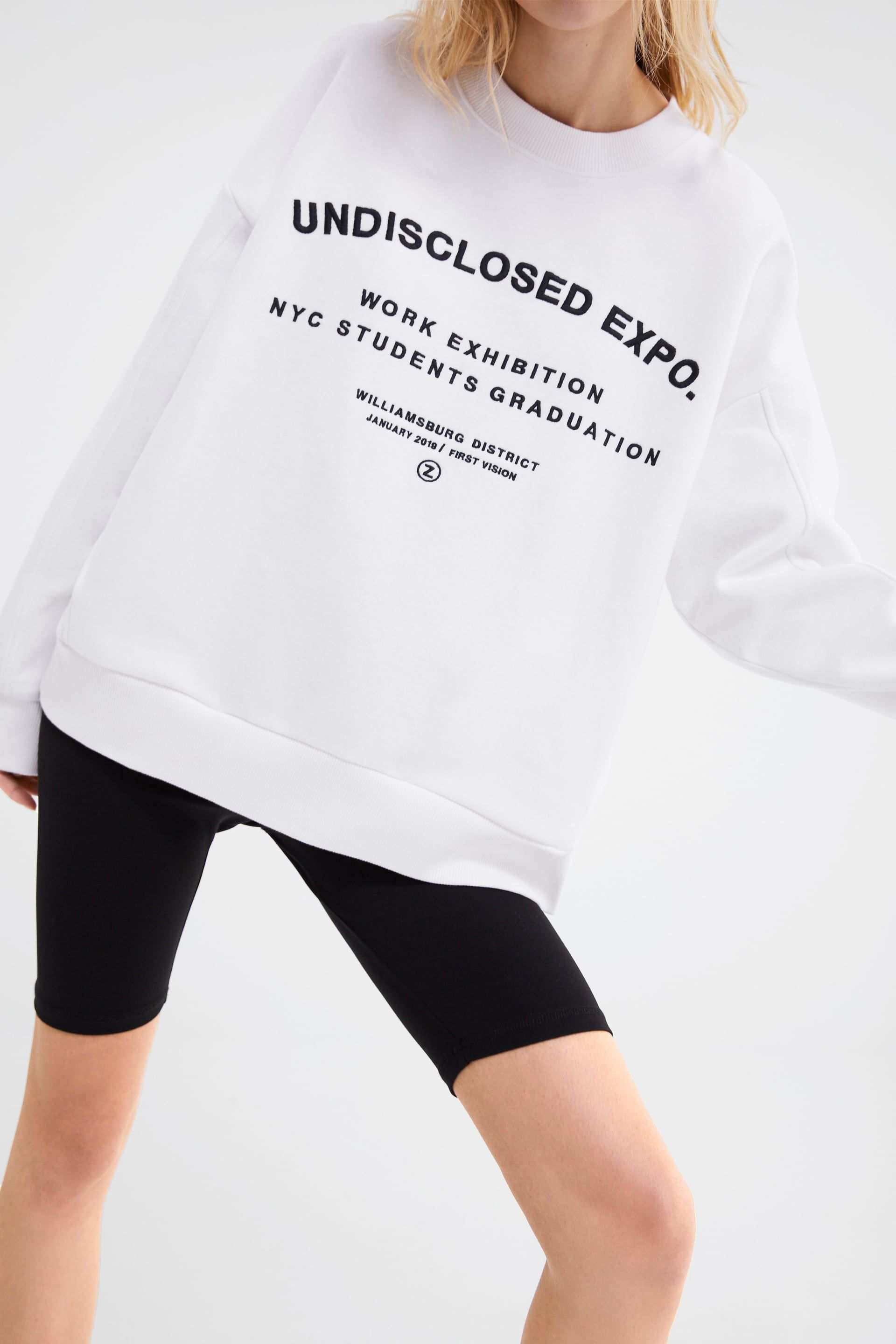 Embroidered Text Sweatshirt Sweatshirts Woman Zara United States