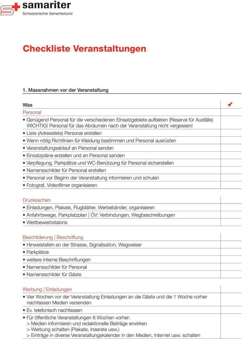 Checklisten Checkliste Veranstaltung Checkliste Ausstellungen Messen Pdf Free Download