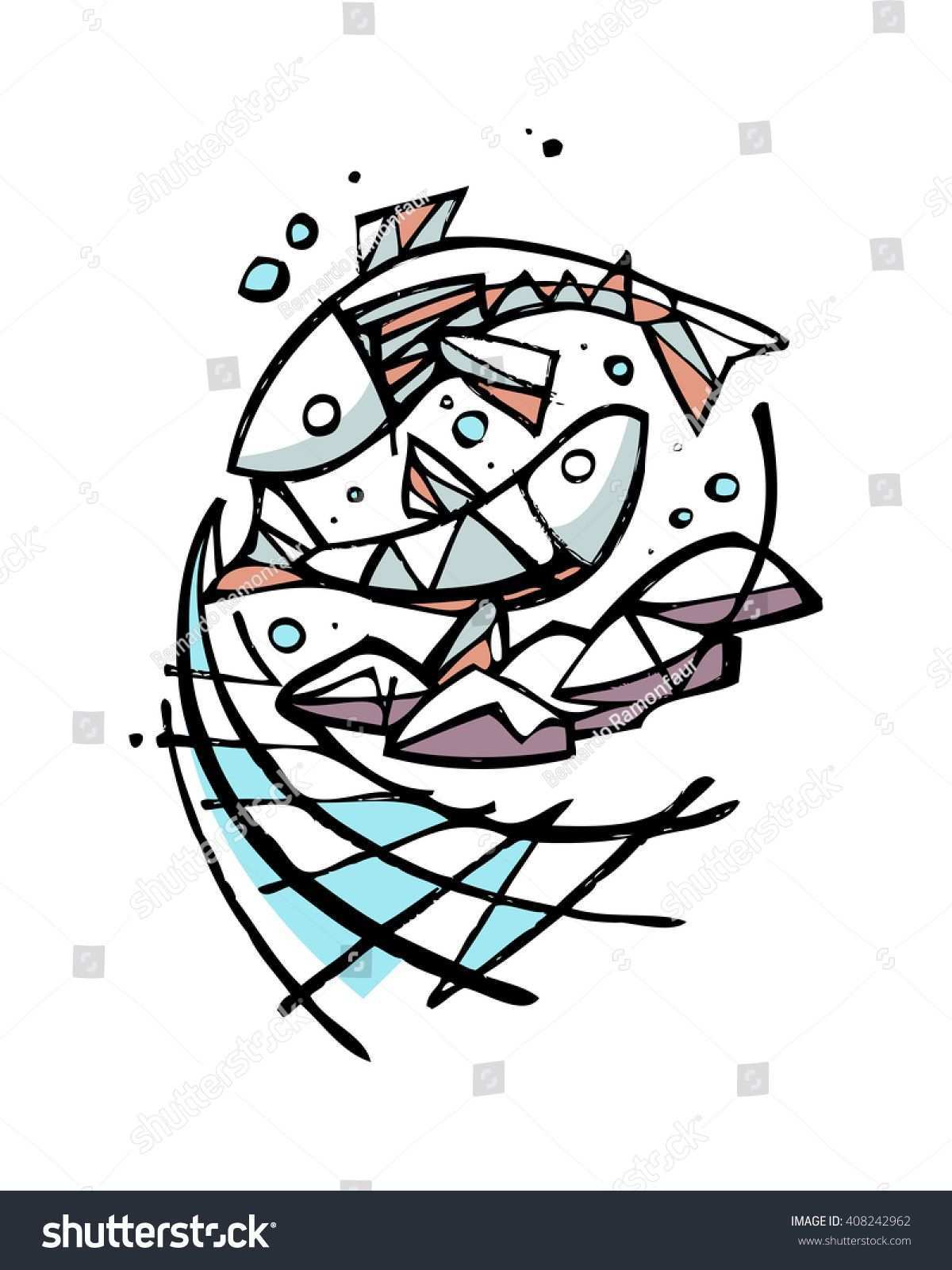 Hand Drawn Vector Illustration Or Drawing Of Five Breads And Two Fishes Representing The Biblical Miracle Of J Desenho Cristao Desenho Religioso Arte Catolica