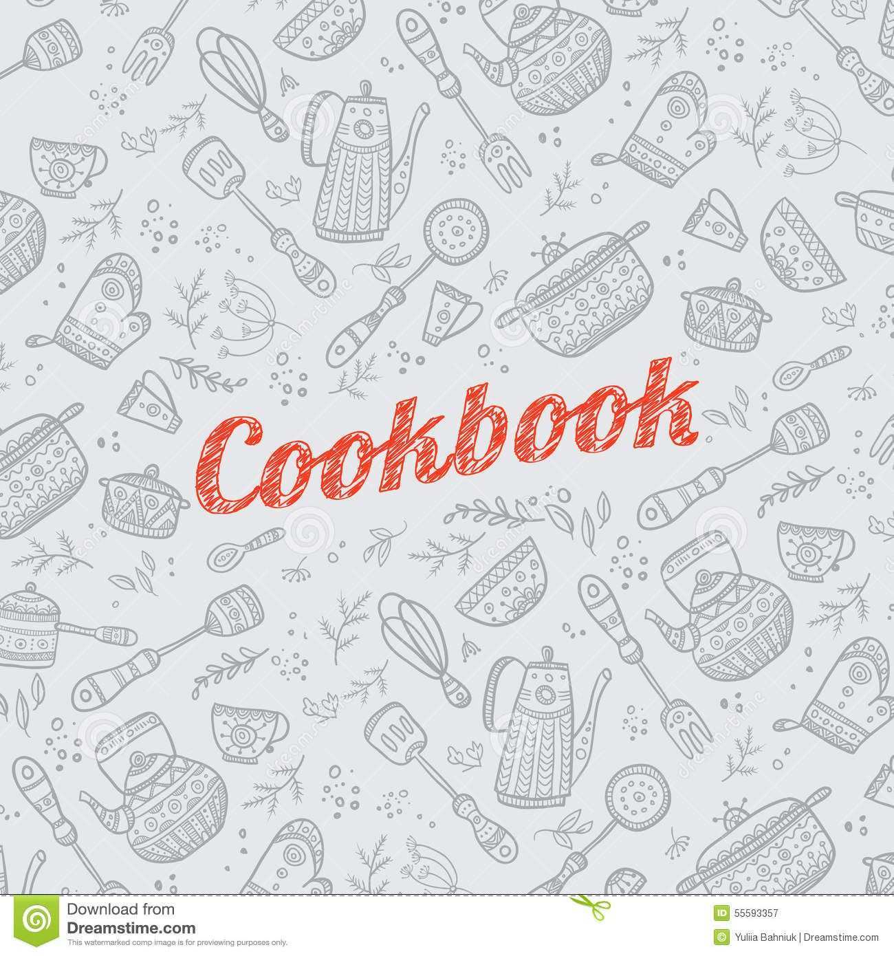 Cookbook Cover With Kitchen Items Cookbook Cover Design Recipe Book Covers Cookbook