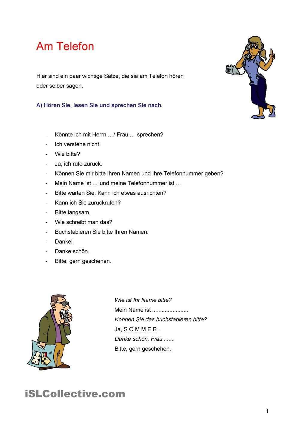 Am Telefon Deutsch Lernen Kommunikation Lernen Text Auf Deutsch