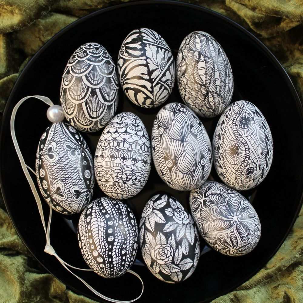 Ostern Osterei Ganseei Zentangle Kunstlerisch Handgezeichnet Ostereier Ostern Feiertage Ostern