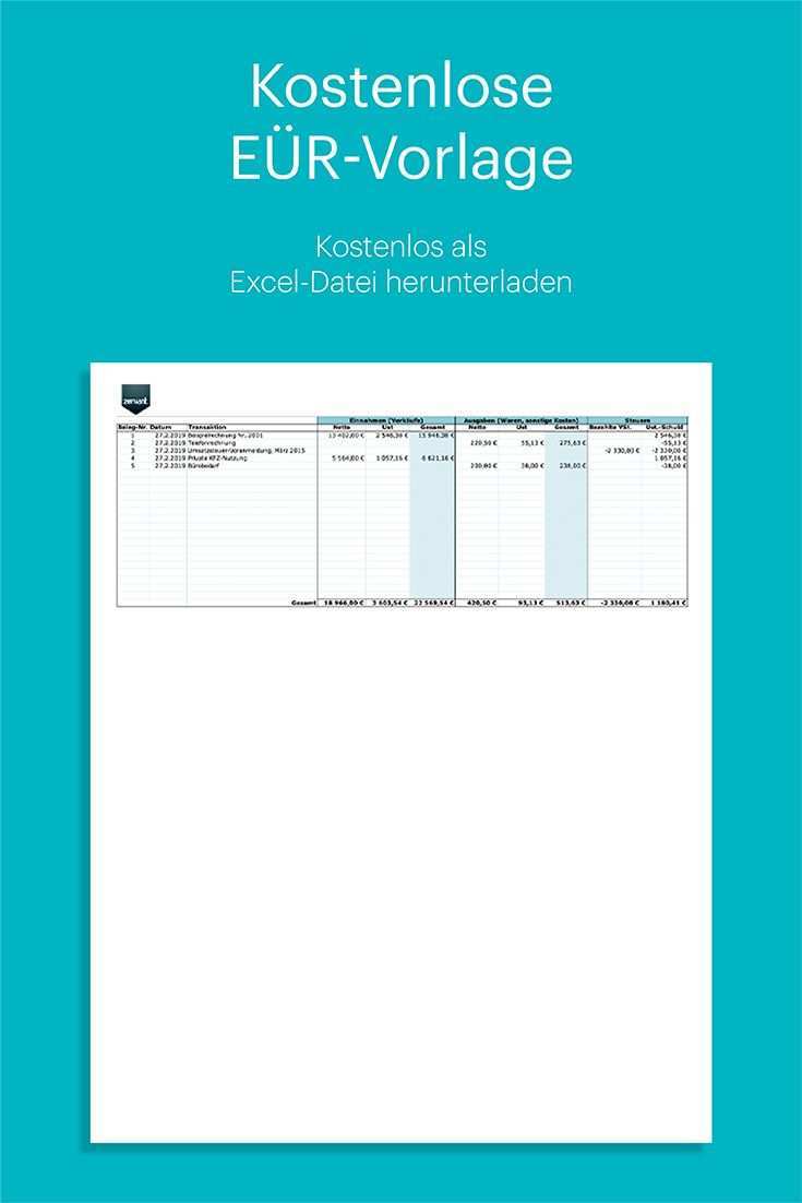 Einnahmenuberschussrechnung Eur Kostenlose Vorlage In Excel Mit Anleitung Kostenlose Vorlagen Vorlagen Excel Vorlage