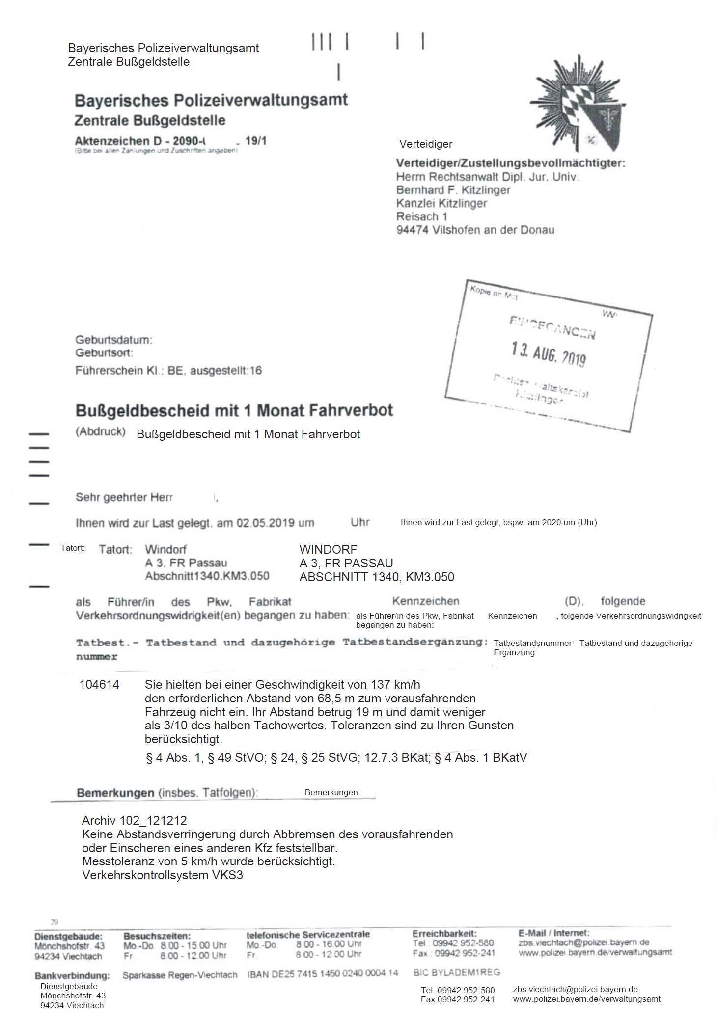 Kontakt Kitzlinger Rechtsanwalte Llp In 94474 Vilshofen Und 94036 Passau Abstandsmessung A3 Windorf