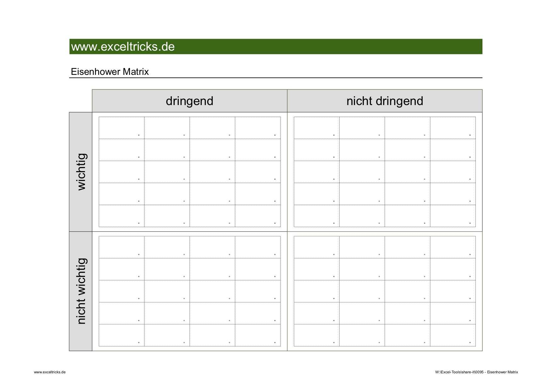 Mit Der Excel Vorlage Eisenhower Matrix Alle Aufgaben Optimal Im Griff Behalten Exceltricks