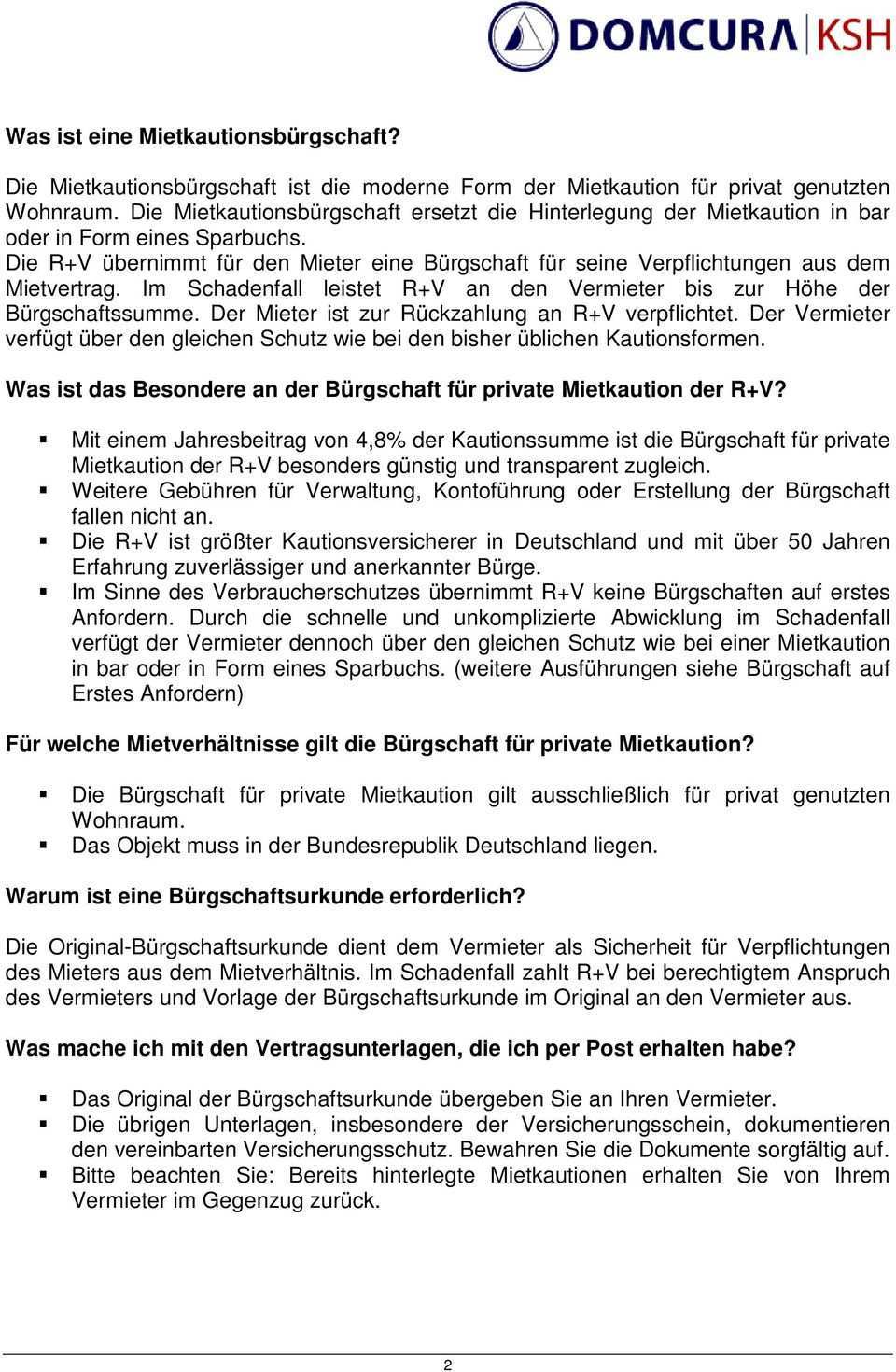 Faqs Burgschaft Fur Private Mietkaution Pdf Free Download