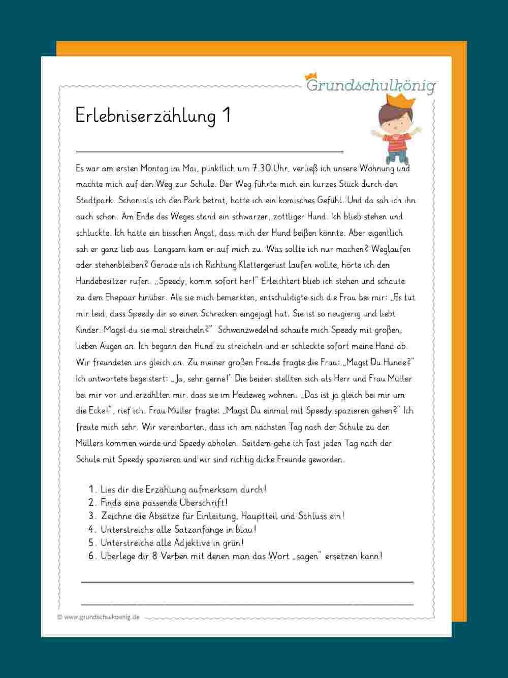 Erlebniserzahlung Erlebniserzahlung Deutsch Sprechen Lernen Grundschule