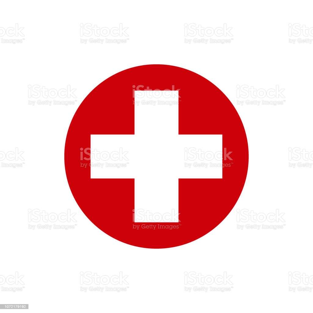 Weisses Kreuz In Einem Roten Kreis Erstehilfesymbol Vektorillustration Stock Vektor Art Und Mehr Bilder Von Additionstaste Istock
