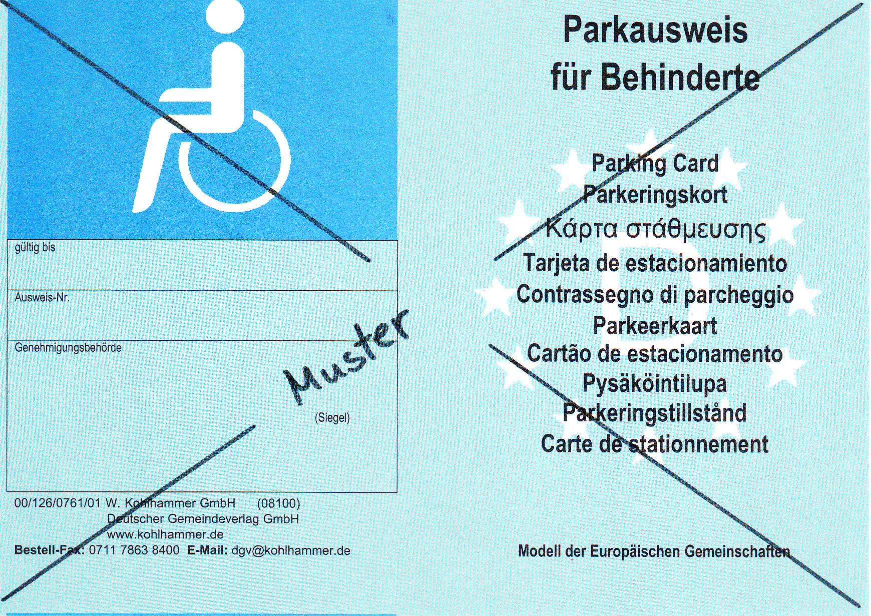 Parkberechtigungsausweise Fur Schwerbehinderte Stadt Neukirchen Vluyn