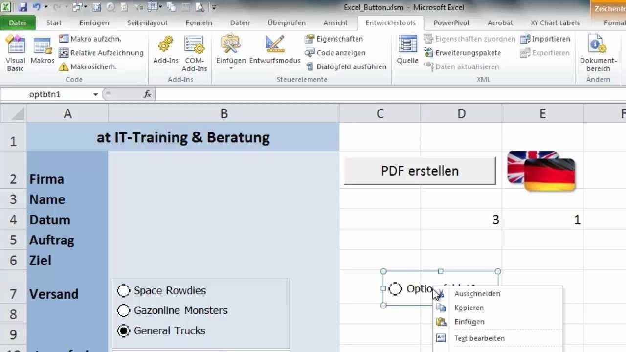 Excel Formulare Mit Optionsschaltern Excel Tipps Lernen Microsoft Excel