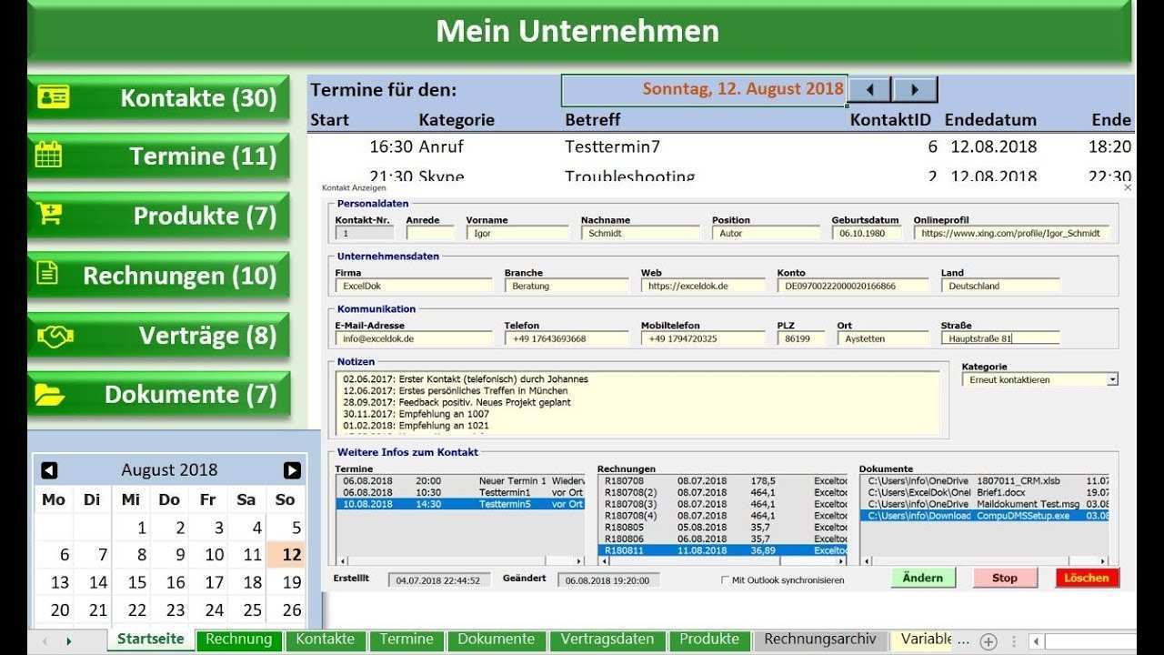 Excel Tool Fur Kleinunternehmen Kundenverwaltung Youtube