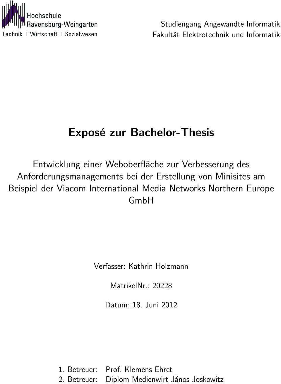 Expose Zur Bachelor Thesis Pdf Kostenfreier Download
