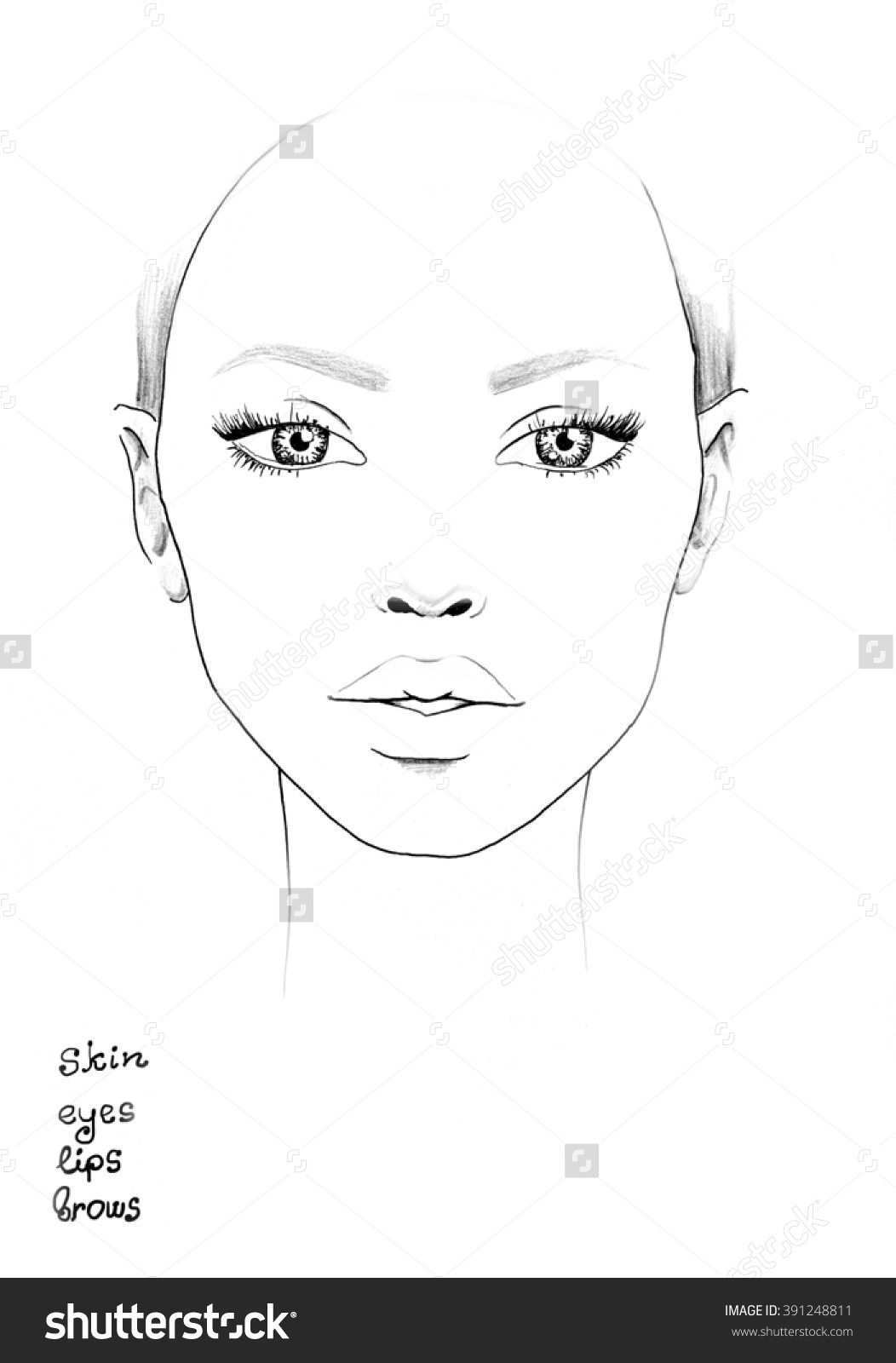 Face Chart Makeup Artist Blank Template Modnaya Illyustraciya Lico Makiyazh Shablon Lica Shemy Lica