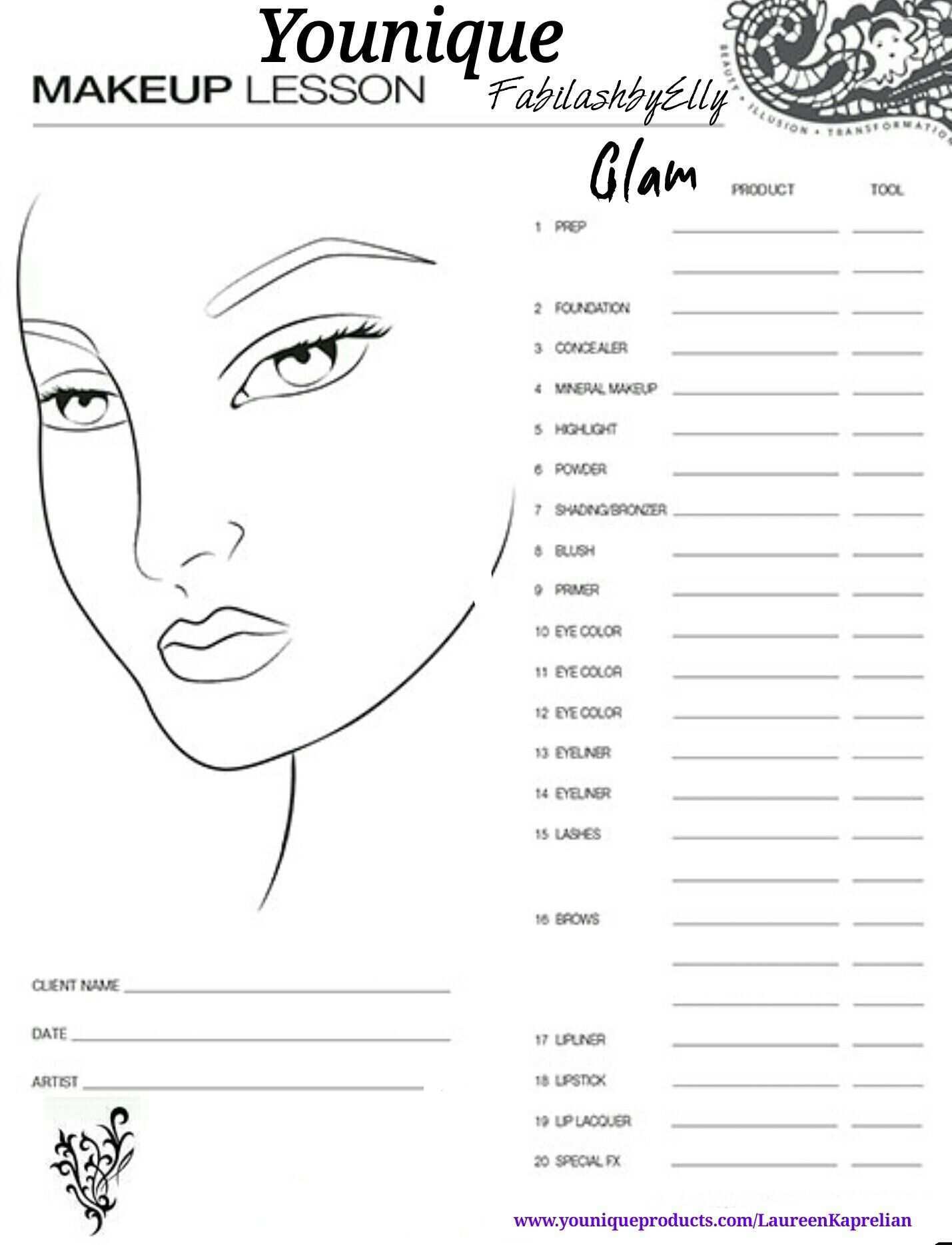 Https Www Youniqueproducts Com Laureenkaprelian Makeup Face Charts Makeup Artist Kit Face Chart