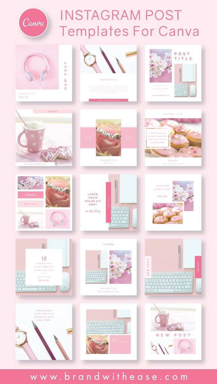 Instagram Post Templates Blush Photo Pack For Canva Instagram Post Template Instagram Template Design Instagram Design Layout