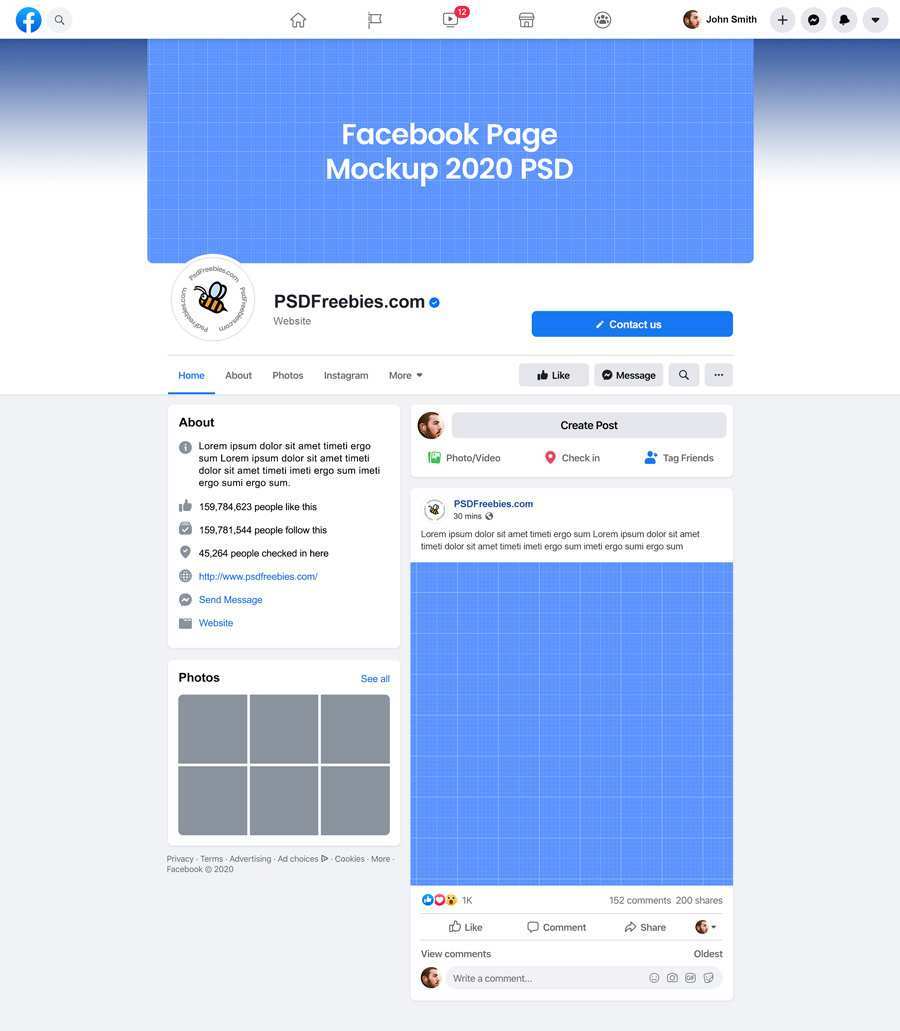 Facebook Page Mockup 2020 Psd On Behance