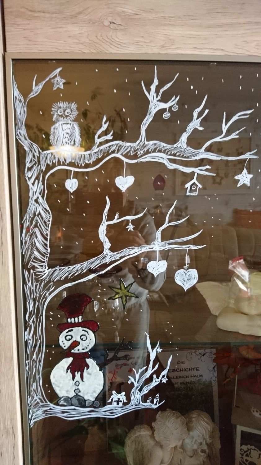 Kreidestift Fenster Bild Kreidestifte Weihnachtstafel Weihnachtskunst