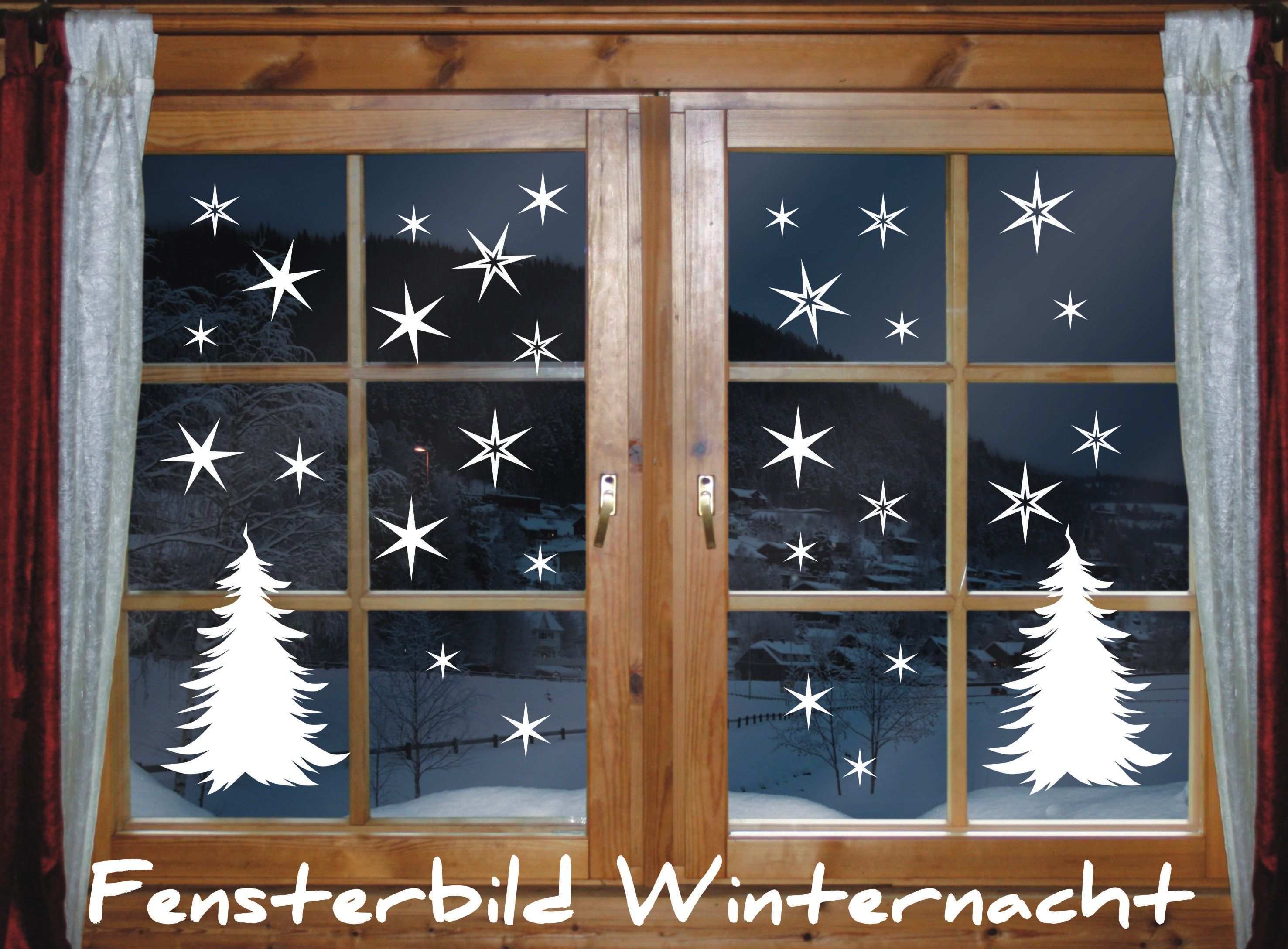 Fenstertattoo 40 X Sterne Tannenbaum Winternacht Weihnachten Winternacht Fensterbild Sterne Weihnachten Fensterbilder Weihnachten Weihnachtsdekoration